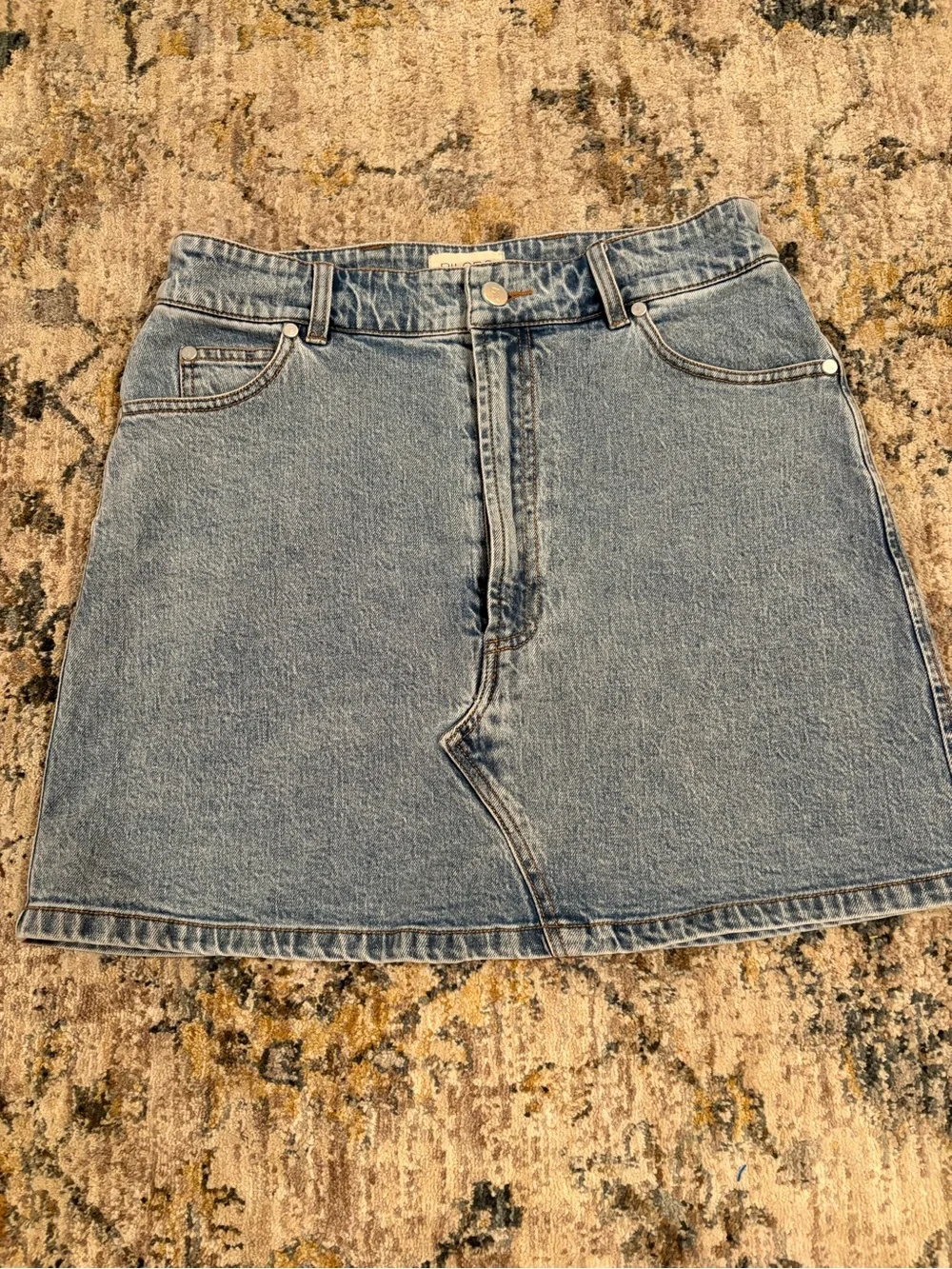 Anthropologie Pilcro Blue Denim Mini Skirt Button Closure Women’s Size 8